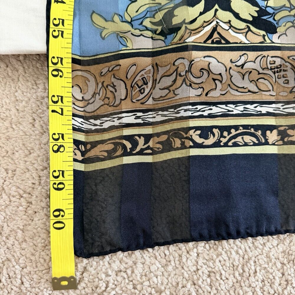 Pierre Balmain Vintage 100% Silk Scarf 17"x61" Floral Baroque Japan Designer - Picture 11 of 12